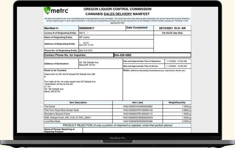 print metrc manifest
