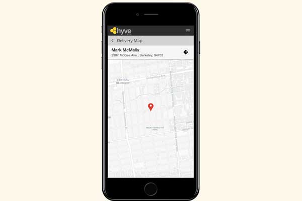 delivery map in Hyve driver app