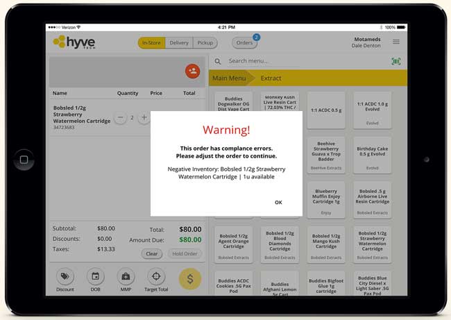 Hyve register sell negative warning