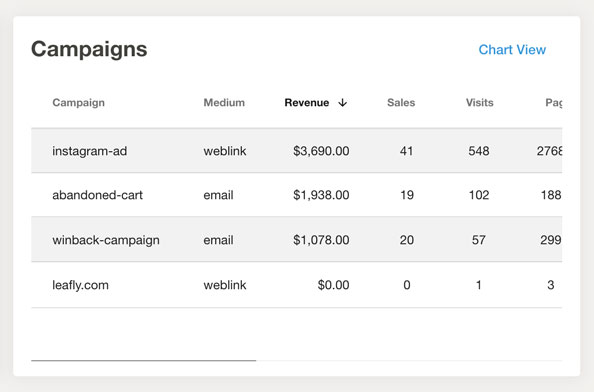 website campaigns report