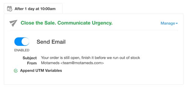 abandoned cart sequence email 2 in Hyve